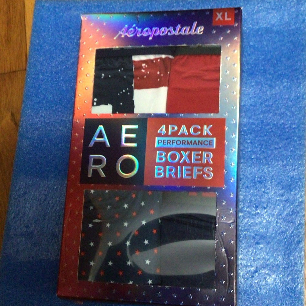 Aeropostale Men's Boxer Briefs 4-Pack - Red, Blue, White